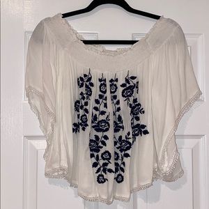 Off the shoulder embroidered blouse